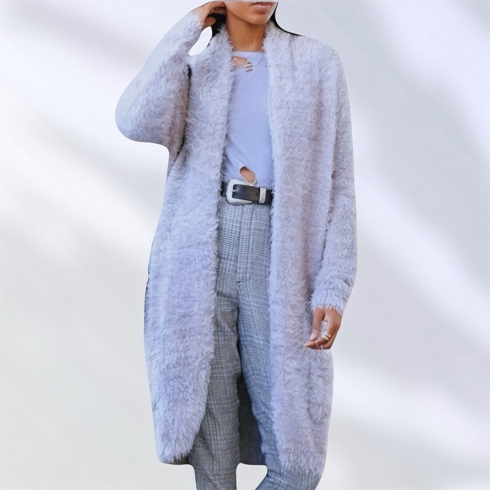 For Love and Lemons Lavender Long Fuzzy Cardigan - Picture 5 of 16